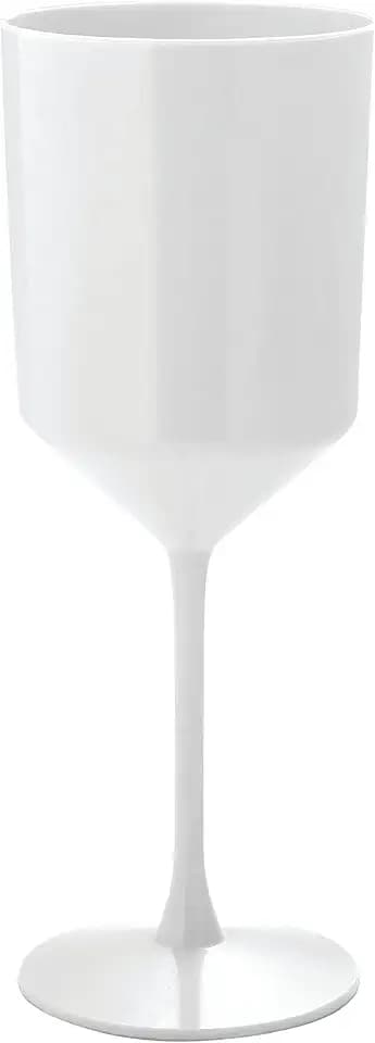 LUXE PARTY 24 Pack Disposable Wine Glasses | 11oz. | Premium Plastic | One Piece |Goblets | Parties | Weddings | White