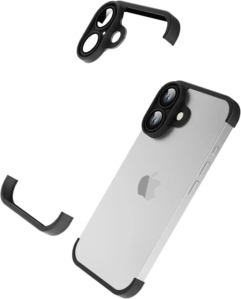 Losin Compatible with iPhone 16 Plus Case Borderless Design Camera Lens Protection Thin Lightweight Soft Silicone Frameless Case Shockproof Bumper Cover for iPhone 16 Plus 6.7 inch, Black