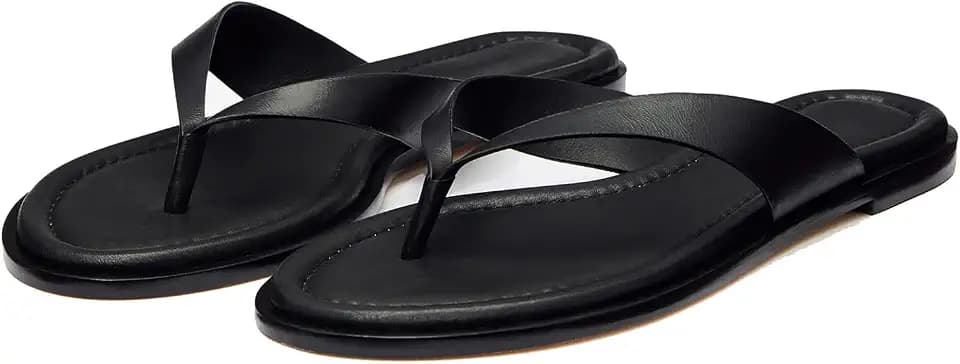 ZJGZF Studded Thong Sandals Womens Flip Flop Slides Round Toe Summer sandal Slip On Comfortable Slipper Shoes Black Shoes