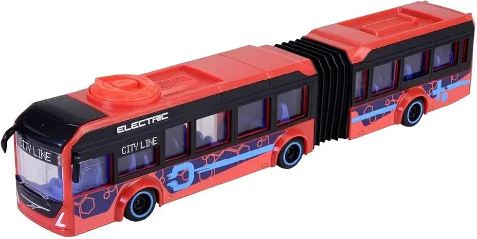 Dickie Toys Volvo City Bus Spielzeug (40 cm) - Lenkbarer Stadtbus (rot) mit Knickgelenk, Freilauf & öffnenden Türen - Spielzeugautos ab 3 Jahre für Kinder, Lizenziertes Bus Spielzeug - 203747015
