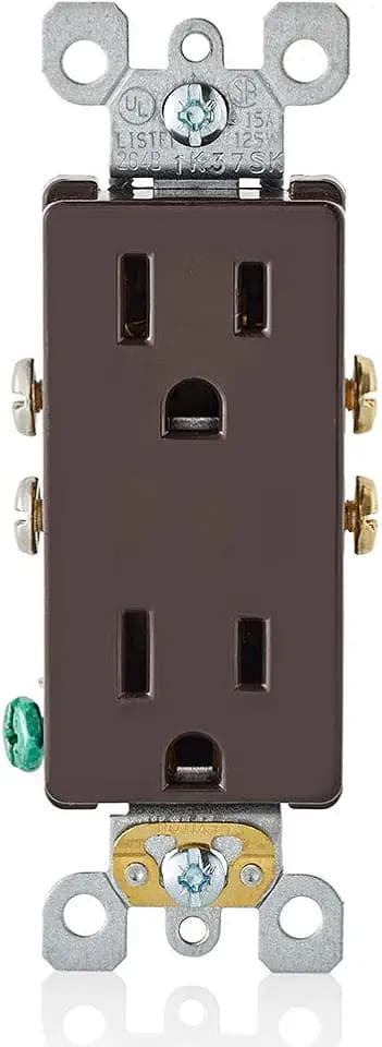 Leviton 15 Amp, 125 Volt, Decora Duplex Receptacle, Residential Grade, Grounding, 5325-S, Mahogany