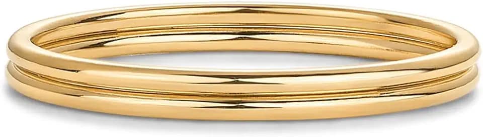 PAVOI 14K Gold Plated Stackable Ring Pack for Women | Waterproof Stainless Steel Dainty Layering Thin Rings Set