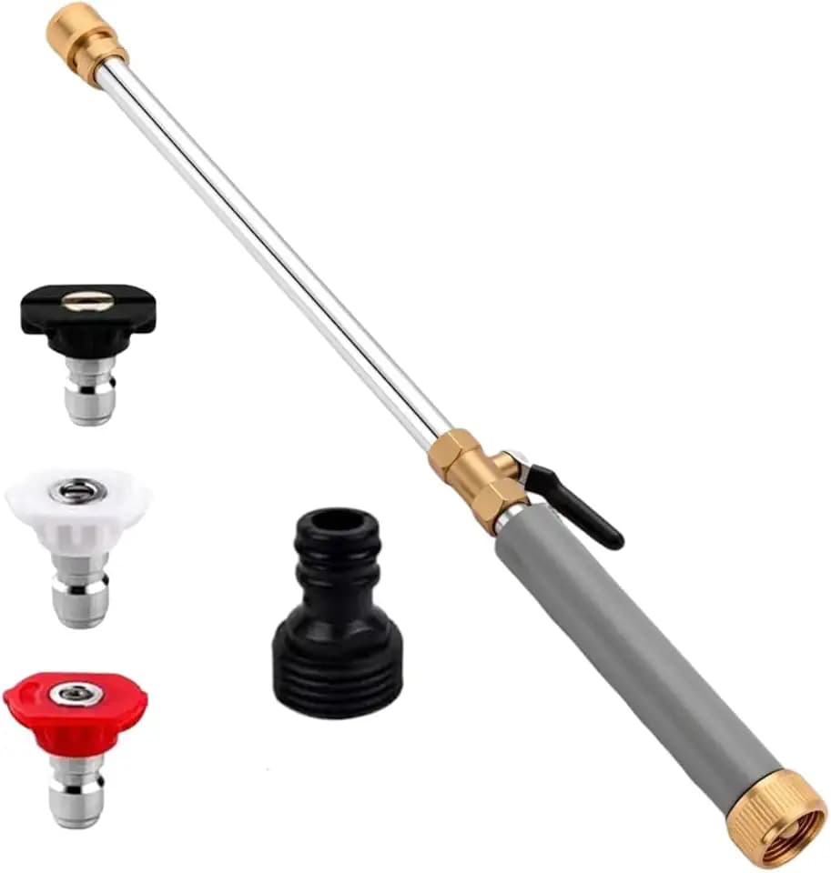 Upgraded Jet Nozzle Power Washer for Garden Hose,High Pressure Washer Wand with 3 Interchangeable Nozzles (Multi-Color), Hydro Jet Power Wand for Car Washing, Patio, Garden, Outdoor Cleaning(Grey)