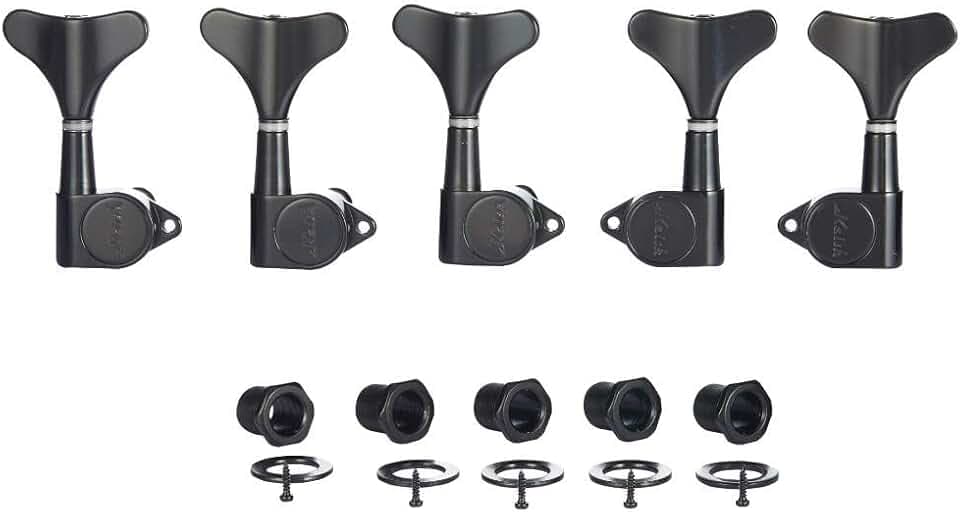 5 String 18:1 Sealed Bass Tuners Bass Guitar Tuning Keys Pegs Bass Tuning Machines Compatible with Ibanez/Yamaha Style Acoustic/Electric Bass Black 3R/2L