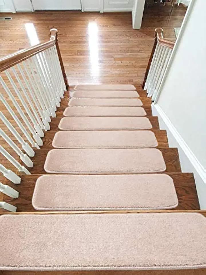 emmahome Teppich-Stufenmatten, rutschfest, maschinenwaschbar, 22 x 67 cm, 11 mm dick, Beige, 13 Stück
