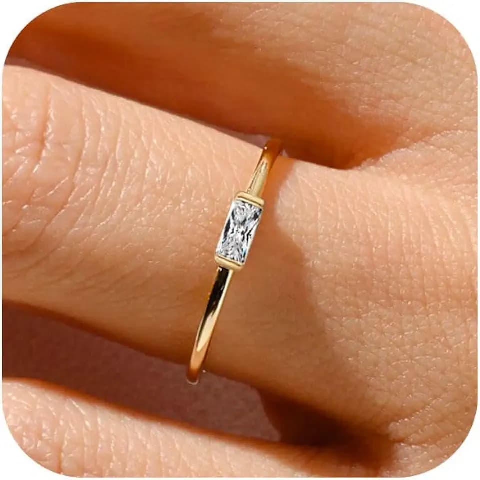 RLMOON Birthstone Gold Rings for Women Non Tarnish Gold Stackable Ring