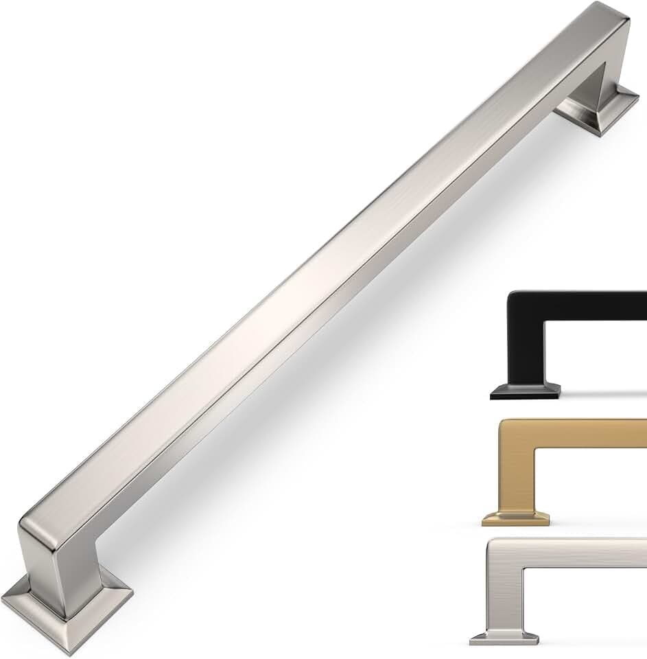 6 Pack 15 Inch Cabinet Pulls Brushed Satin Nickel Kitchen Cabinet Handles Zinc Alloy Drawer Pulls Solid Cabinet Hardware