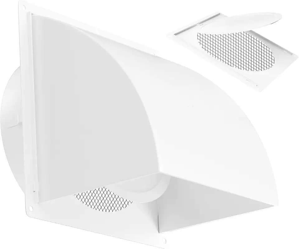 4" Metal Dryer Vent Cover Outside,Heavy‑Duty Iron Exhaust Hood,White