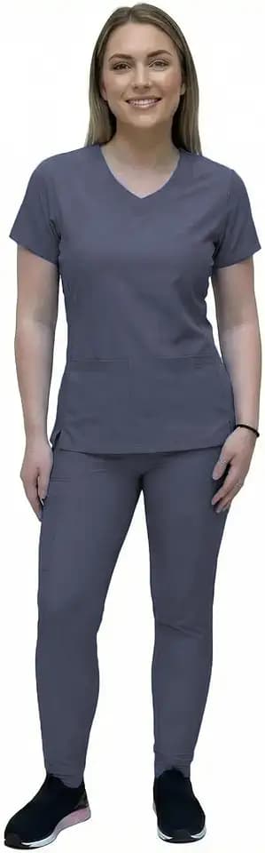 ANGIE UNIFORMS YOGAFLEX Jogger Scrubs for Women Set. Soft & Stretchy. Side Spandex 2 Pockets Top with Yoga Waist Joggers