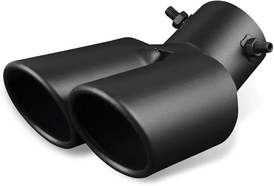 Dual Exhaust Tip, Stainless Steel Bending Muffler Exhaust with Bolt, 2.5" Inlet Dual Tail Pipe Muffler Tip, Automotive Modification Accessory, Universal Tail for Cars (Matte Black)
