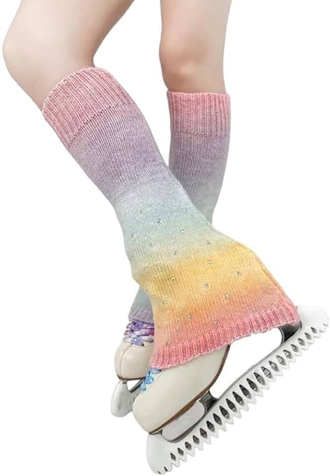 LIUHUO Langer Beinwärmer Frauen Mädchen Eiskunstlauf Beinlinge für Erwachsene und Kinder