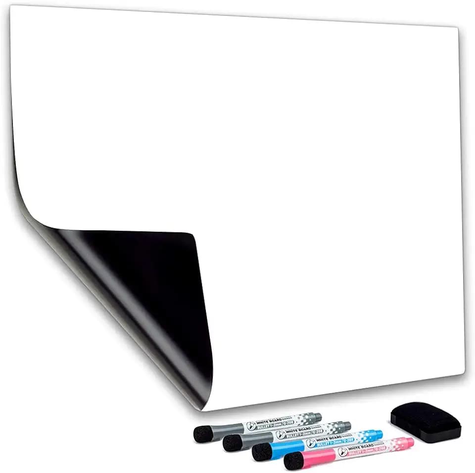 CUHIOY Magnetisches Whiteboard für Kühlschrank 30 x 20 cm A4 Weiß