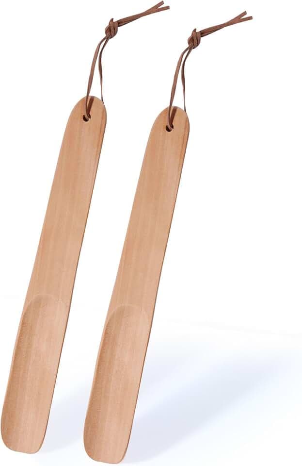 OneBarlercorn Schuhlöffel, 2Pcs Schuhloffel Lang Schuhlöffel Holz Lang Schuhanzieher Lange Schuhloeffel Schuhanziehen Shoe Horn Design aus Holz Lang Stabil,38cm