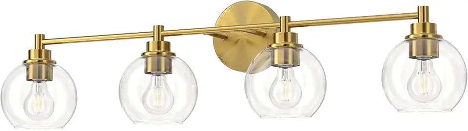 VONLUCE 4 Light Bathroom Vanity Light Fixtures, Gold Finish