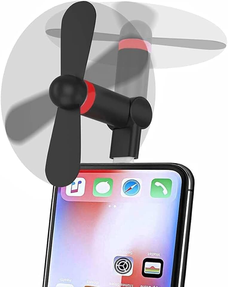Mini-Ventilator, 180 Grad drehbar, tragbar, Kühler, Handyventilator, kompatibel mit iPhone 14/14Pro Max/13/13 Pro Max/12/12 Pro Max/11/11 Pro/11 Pro Max/X/Xs/Xr/iPad und mehr (schwarz)