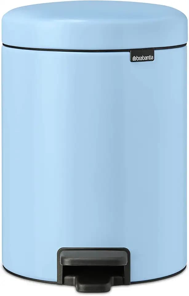 Brabantia New Icon Step Trash Can (1.3 Gal/Dreamy Blue) Soft Closing Kitchen Garbage/Recycling Can with Removable Bucket