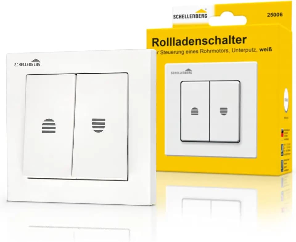 Schellenberg 25006 Rolladenschalter mit Rastfunktion, Doppel-Wippschalter zur Unterputzmontage, Einbautiefe 30 mm, Steuerung von elektrischen Rolladen-, Markisen- oder Raffstore Motoren