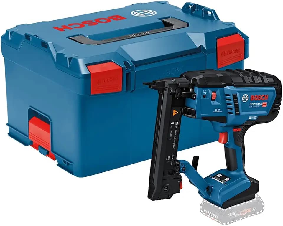 Bosch PRO 18V System Akku Holztacker GTH 18V-38 M (bürstenloser Motor, Einzel-/Kontaktschussauslösung, inkl. L-BOXX, ohne Akku/Ladegerät)