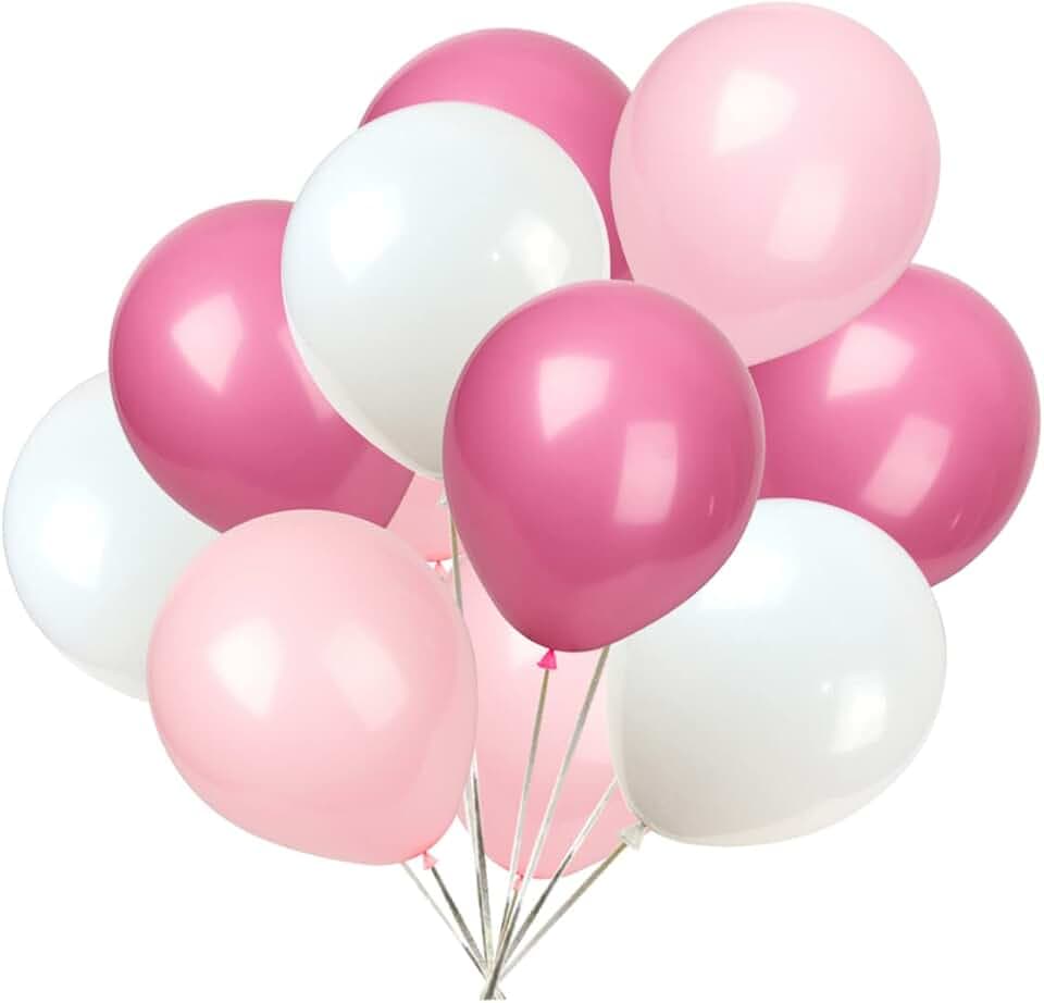 KADBANER White light pink rose red Latex Balloons,100 Pack 12 Inch