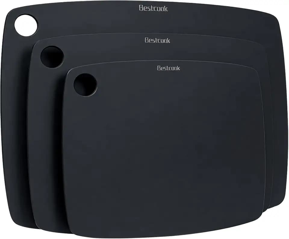 BESTCOOK Holzfaser Schneidebrett 3er-Set, Spülmaschinenfest Chopping Board