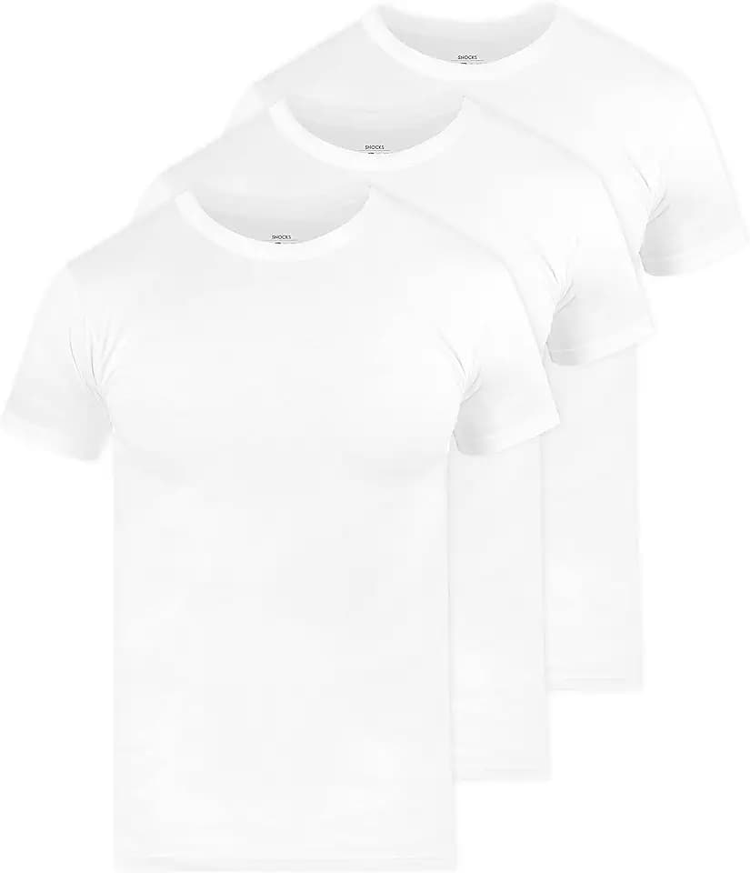 Snocks Unterhemd Herren Round-Neck Baumwolle 3er Pack Weiß Größe M Herren Unterhemd Weiss Medium Unterhemden Herren Lang Unterziehshirt Herren Unterhemden Kurzarm Unterhemd Herren Unterhemden