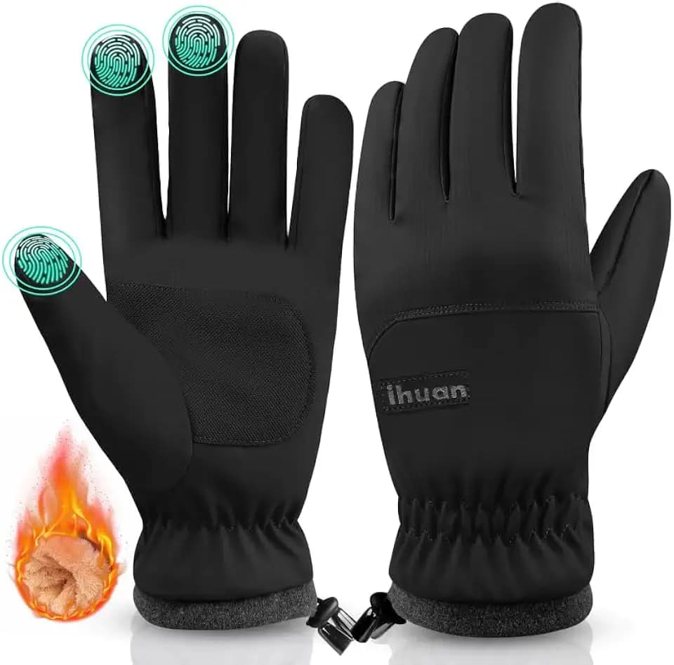 ihuan Thermo Fahrradhandschuhe Herren Damen -Warme Schnee WinterHandschuhe Touchscreen Wasserdicht Winddicht rutschfest Sporthandschuhe für Radfahren, Laufen, Skifahren, Wandern
