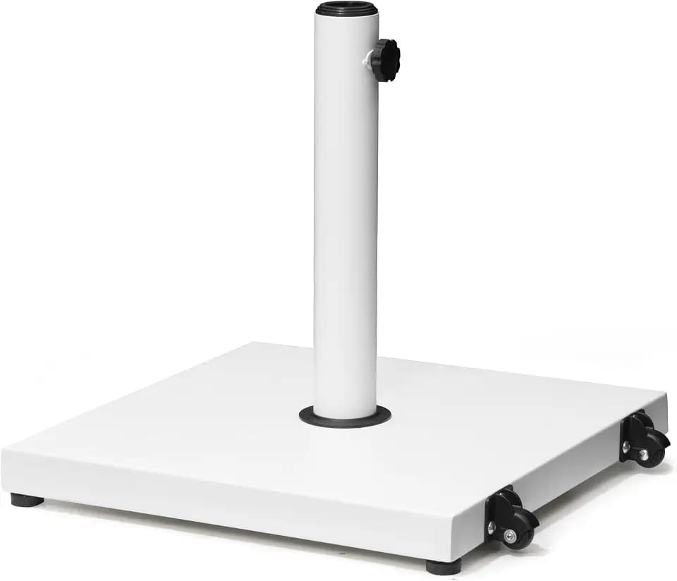 Patio Umbrella Base with Wheels, 43lbs White Outdoor Umbrella Stand