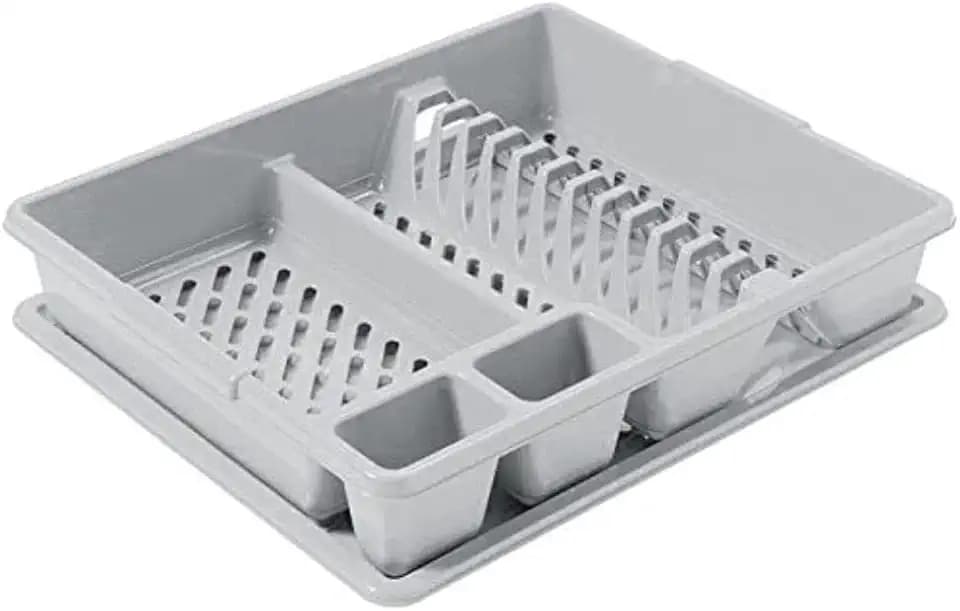 Curver Geschirrkorb mit Tray in Hellgrau, Polypropylen, 45 x 38 x 8,8 cm