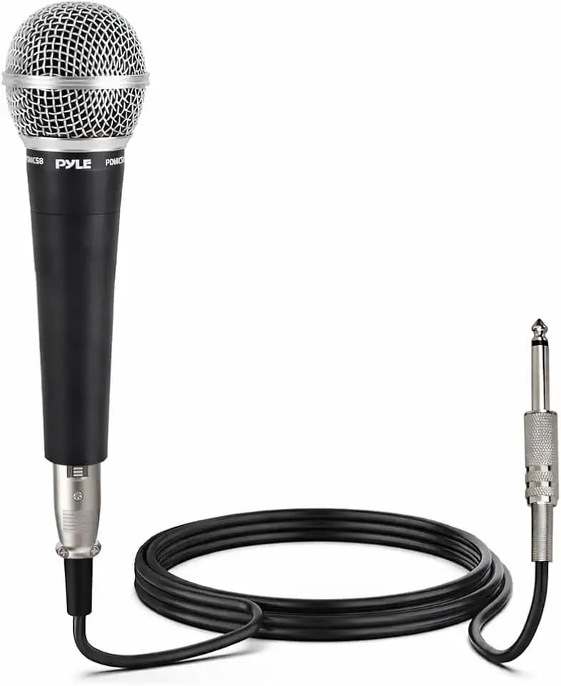 Pyle Dynamisches Karaoke Mikrofon-Set – Mikrofone mit Kabel, Kardioid, XLR auf 6,35mm, 4,5m, Ganzmetallgehäuse für Bühne und Studio – Klarer Klang, Feedbackarm – Für Zuhause, Live und Proben