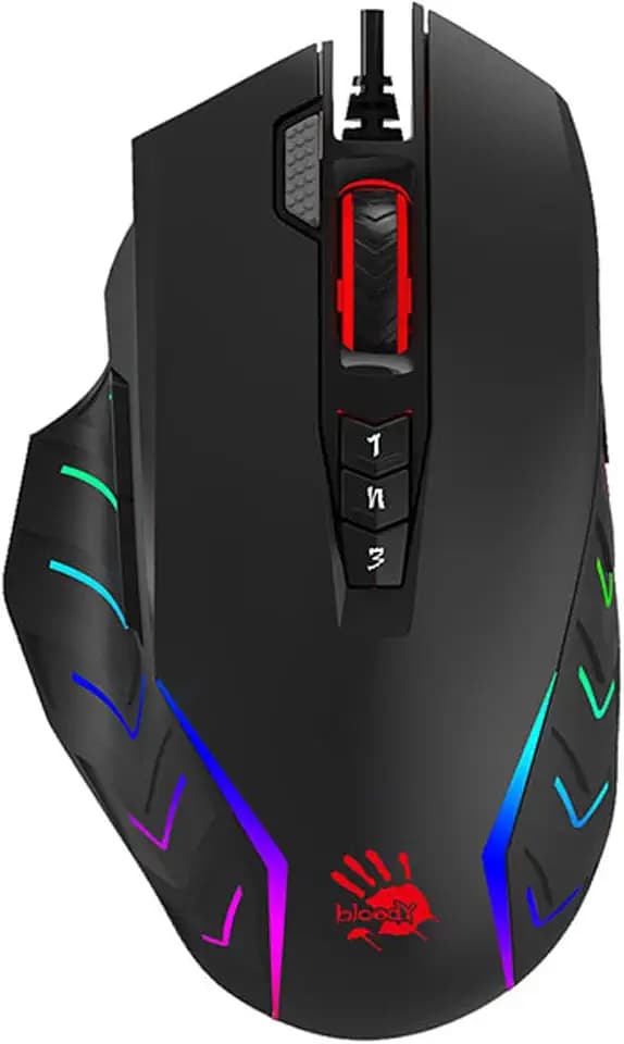 A4tech J95S Stone Black USB Gaming Maus, Optischer Sensor BC3332-S, Light Strike-Technologie, DPI: 100-8000