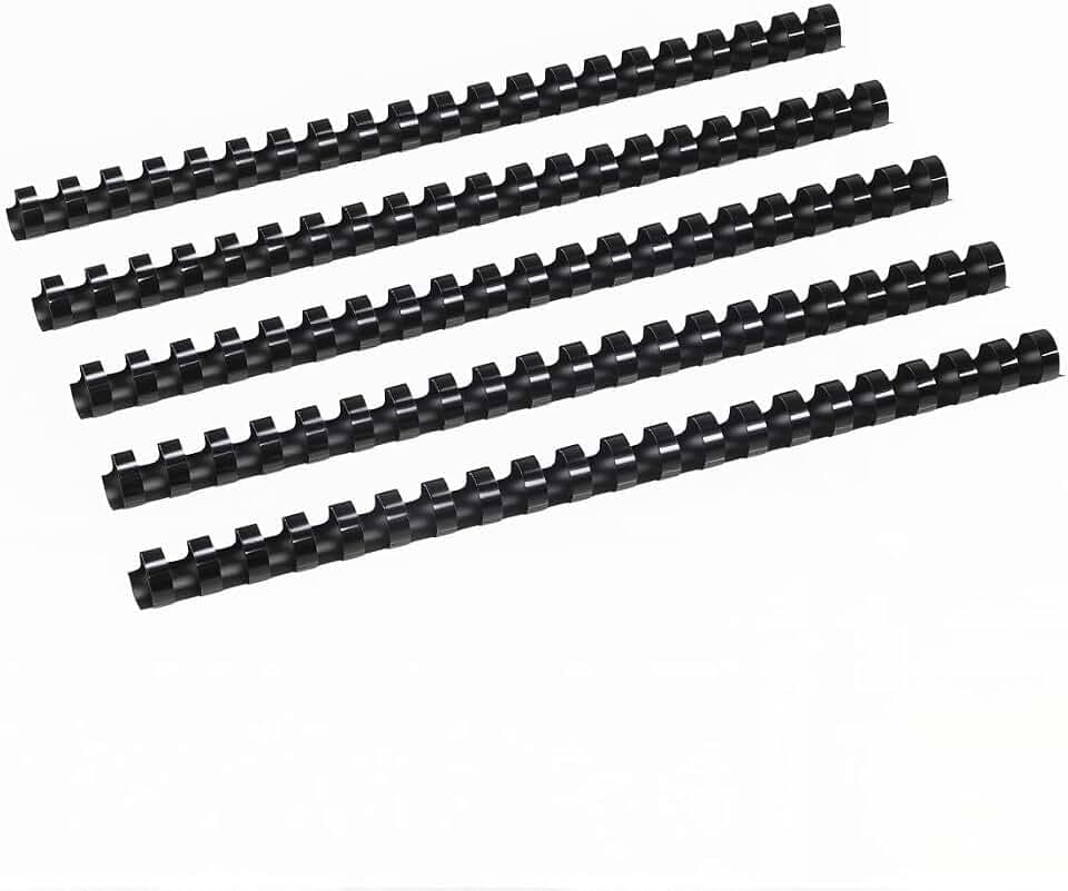 RAYSON Bindekämme, 145 Blatt, 21 Ringe, 18 mm, A4, Schwarz, Packung mit 100 Stück