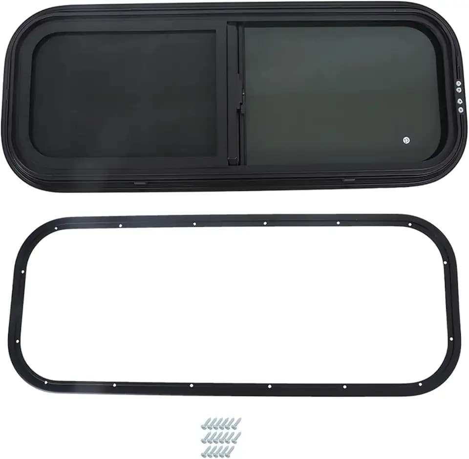 GXYWADY Universal 35x14Inch RV Horizontal Slide Window Mounting Opening Size 900 x 350MM Black
