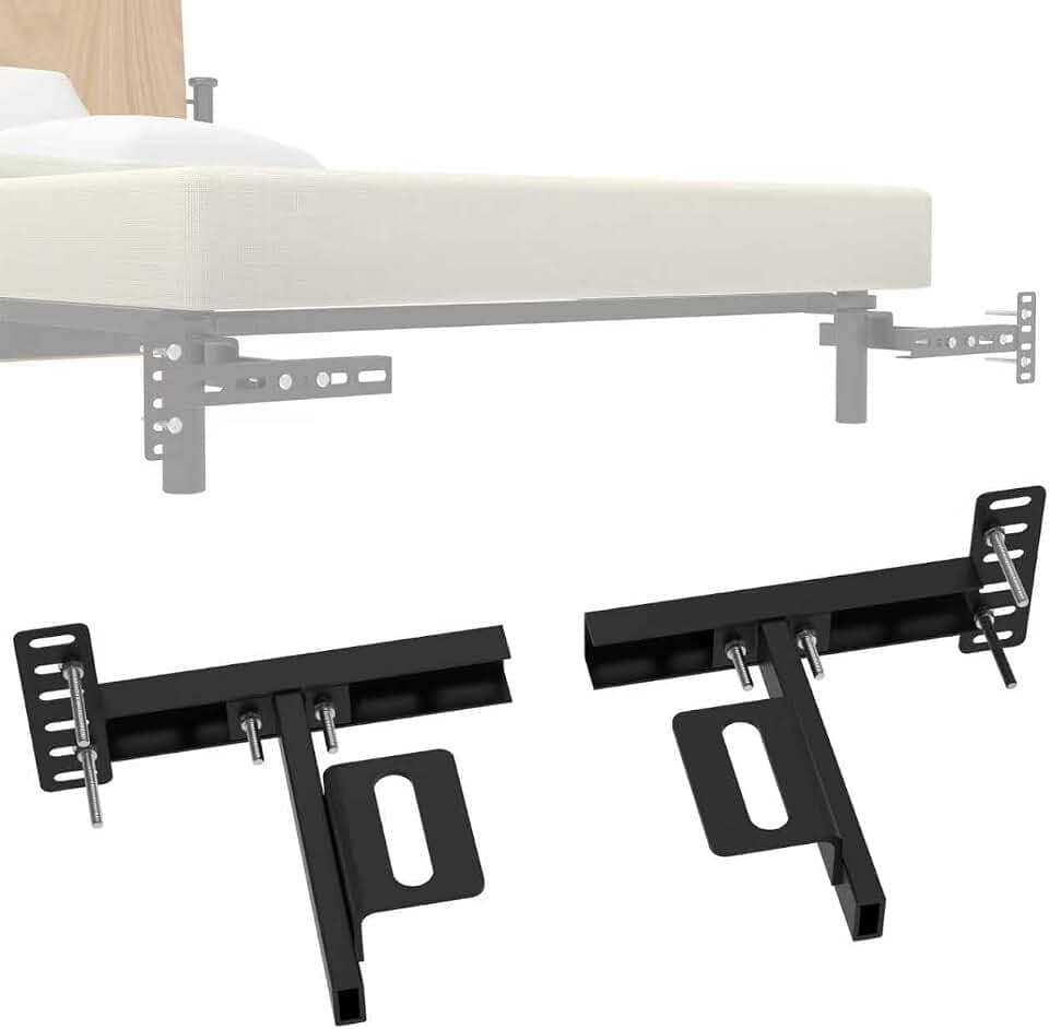 Headboard Brackets for Metal Bed Frame, Universal Adjustable Brackets for Headboard with Footboard Extension Kit Fit Twin Full Queen King, Matte Black 2 Packs