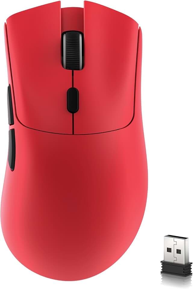 MAMBASNAKE × Attack Shark R1 59 g leichte kabellose Tri-Mode-Gaming-Maus, 2,4G/Bluetooth/Kabelverbindung, 5 programmierbare Tasten, 6 einstellbare DPI bis zu 18000, PixArt PAW3311– Rot