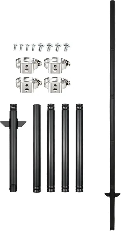 Schilderpfosten Gartenschildpfahl Lampepfosten mit Halter Ø38mm 2000mm Hoch für Sicherheisschild Warnungsschild mit Spitze in den Hof (1, Schwarz, 38-5Absätze)