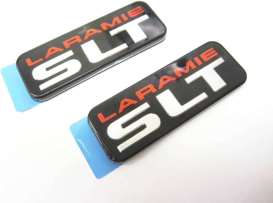 2Pc SLT Laramie B Pillar Cab Emblems 3D Badge Nameplate Sticker Decal Replacement for 1500 2500 3500 55274860AB