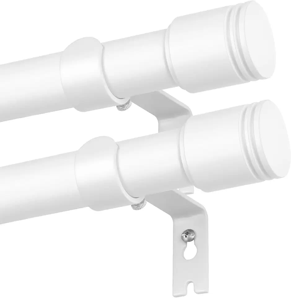 USFOOK 2 Stück Gardinenstange Weiß 80 bis 218 cm, Vorhangstange Metall