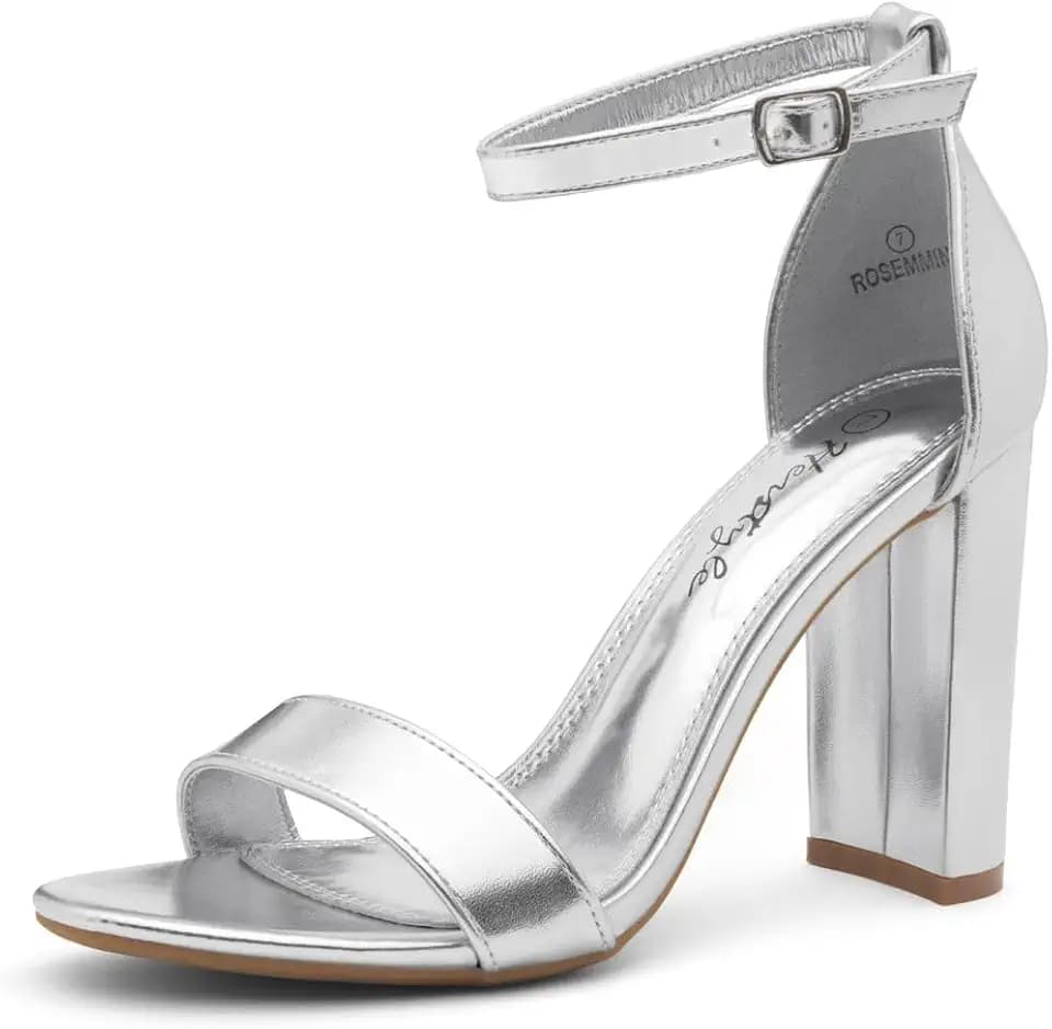 Herstyle Women’s Chunky Block Heels – Open Toe Ankle Strap Sandals, 3.75 Inch High Heels for Wedding, Party & Dressy Occasions – Comfortable Strappy Dress Shoes