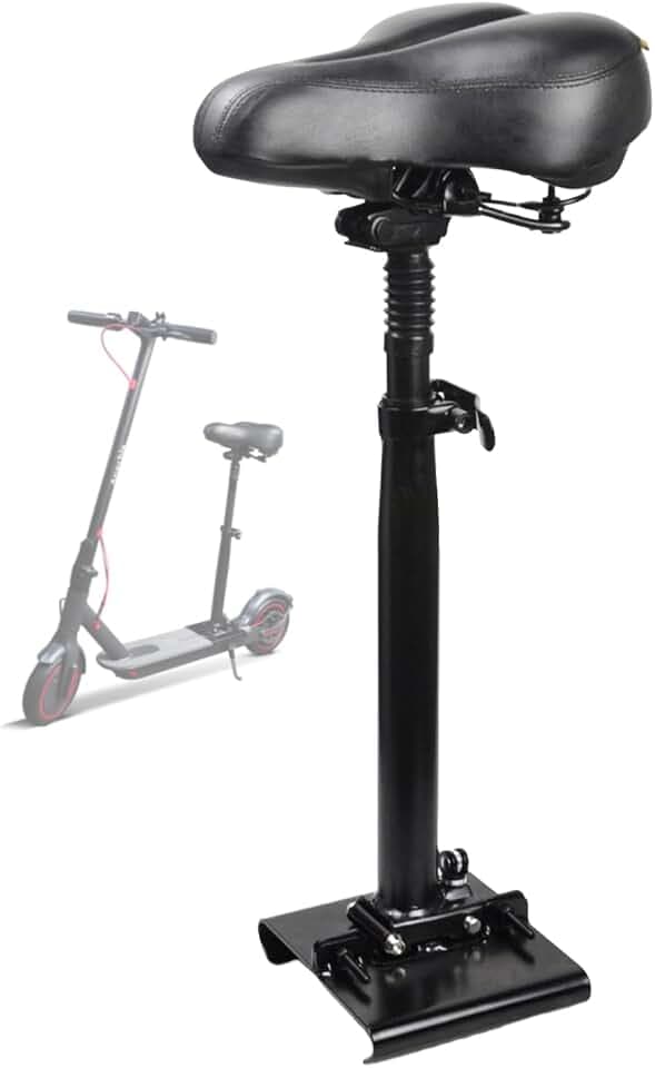 Elektro Scooter Sitz nur Kompatibel mit Gebogenem Trittbrett 13-18 cm Breite, Gepolsterter Sattel, Klappbar, Stoßfester, 55-68cm Höhenverstellbar, Erwachsenenroller e Roller Sitz Zubehör