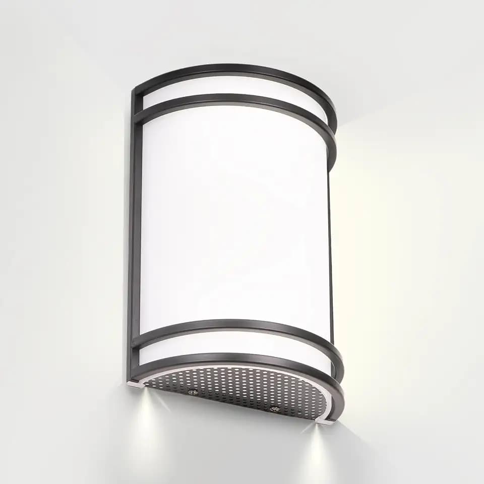 Indoor Wall Sconce, Half Cylinder Wall Light Fixture, 3000K 4000K 5000K Color Temperature Adjustable, Dimmable LED Modern Wall Light for Hallway Bedroom Living Room, Matt Black