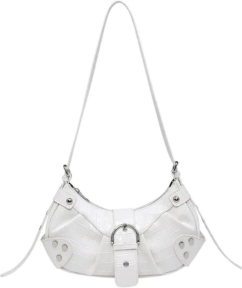 Verdusa Women's Pleated Shoulder Bags Metallic PU Leather Clutch Handbag
