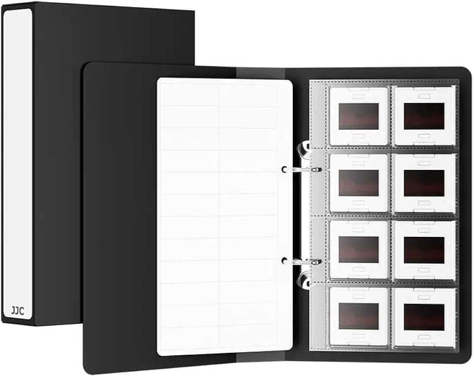 JJC 35mm Slide Storage Box for 96 Slides w/ 12 Acid-Free Pages & 48 Mounts