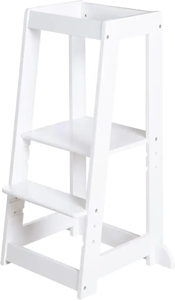 roba Lernturm nach Montessori - Sicherer Tritthocker für Kinder - Ideal als Küchenhelfer - Bis 80 kg belastbar - FSC zertifiziertem Holz - Weiß