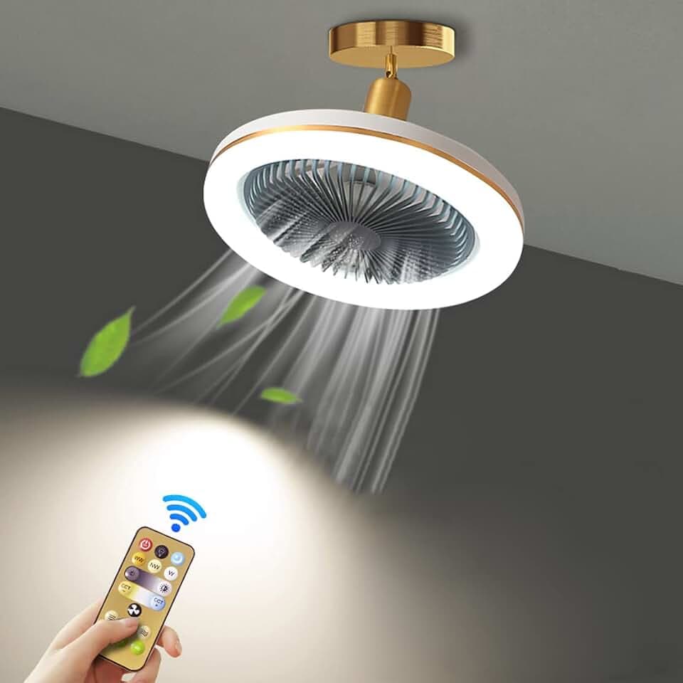 Deckenventilator mit Beleuchtung und Fernbedienung, 62cm Deckenlampe mit Ventilator Leiser, 3 Stufen, E27 Fassung, Dimmbar, 2/4H Timer, für Schlafzimmer Wohnzimmer Küche (26cm-2, 230, Volt)