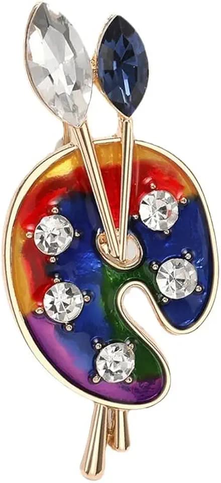 ONLYJUMP Painter Palette Brooch Pin for Women Girls Dainty Colorful Paint Palette Brush Artist Painter Lapel Pin Gift Jewelry Art Teacher Hat Bag Suit Tie Birthday Xmas Badges Painting Lovers Jewelry Gift
