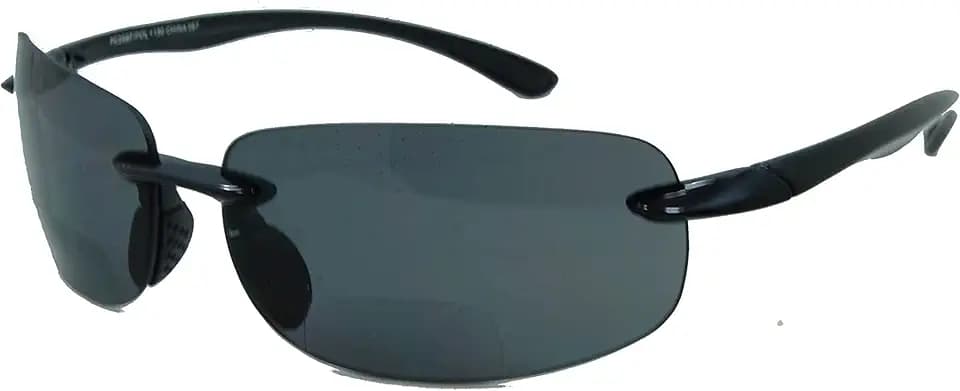 In Style Eyes Lovin Maui Bifocal Wrap Around Sunglasses, Polarized Reading Glasses Reduce Sun Glare, Near Invisible Line Lens, Black, 2.25x