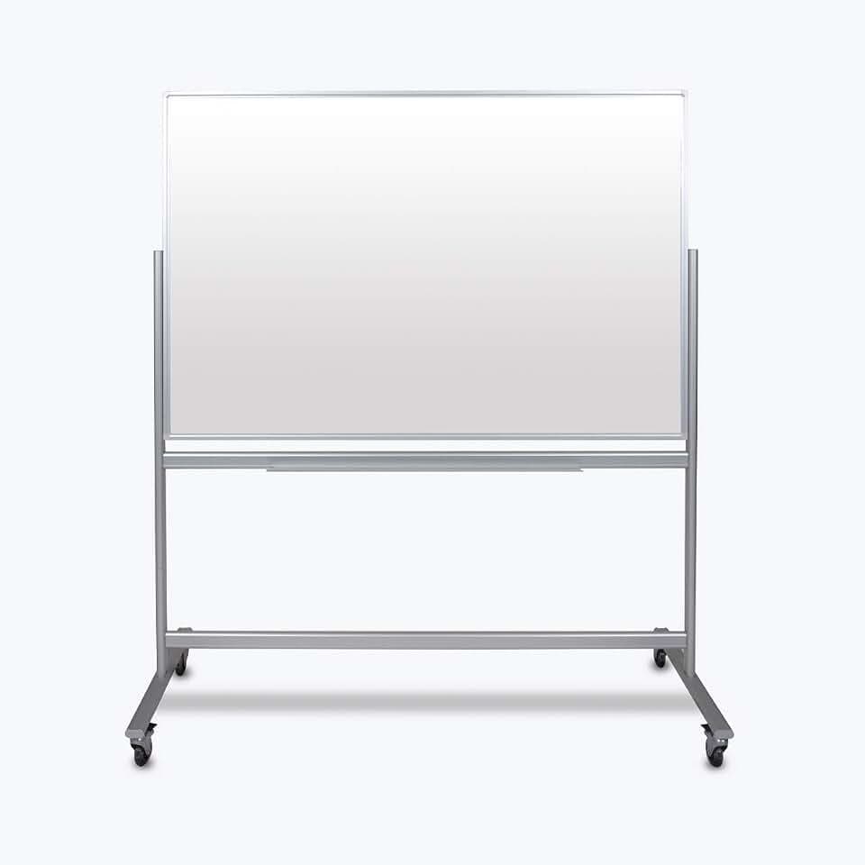 LUXOR MMGB6040 60"W x 40"H Double-Sided Mobile Magnetic Glass Marker Board