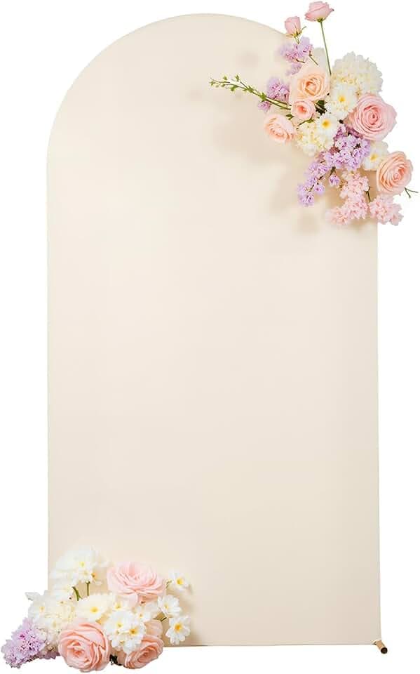 Beige Arch Backdrop Cover for Wedding, 6.6FT Beige Arch Cover Stretchy Backdrops, Double-Sided Arch Stand Covers for Wedding Ceremony, Baby Shower, Birthday Party Decoration
