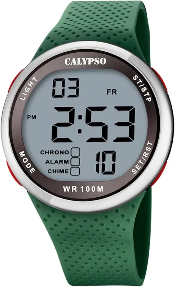 Calypso Uhr Digital Herren aus Kautschuk Grün Sport-Herrenuhr