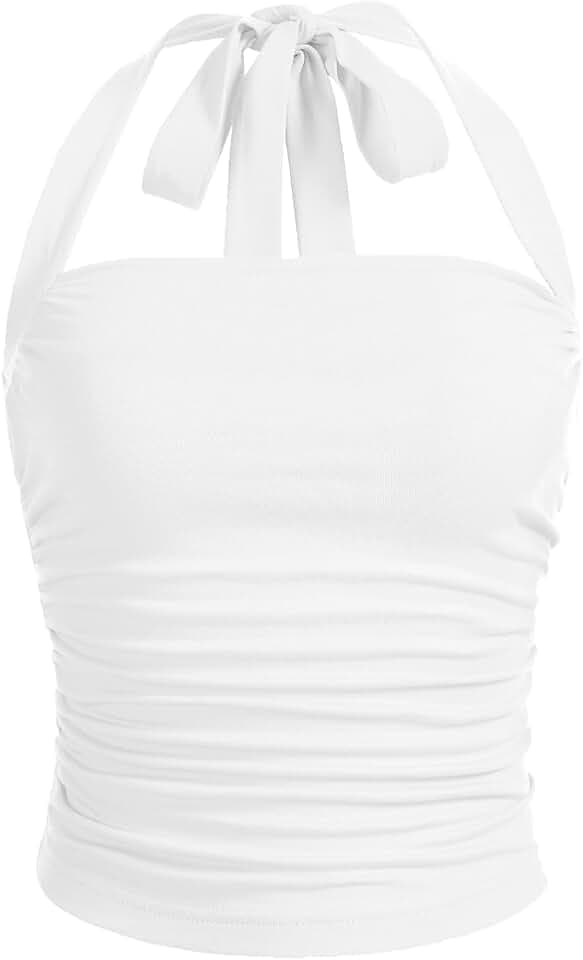 SOLY HUX Women's Y2K Ruched Halter Tops for Women